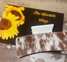 Load image into Gallery viewer, Leather or hide on hair claw clip.