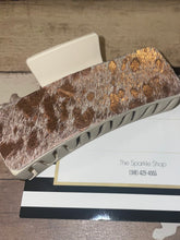 Load image into Gallery viewer, Leather or hide on hair claw clip.