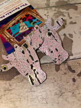 Load image into Gallery viewer, Steer head turquoise leather earrings