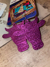 Load image into Gallery viewer, Steer head turquoise leather earrings