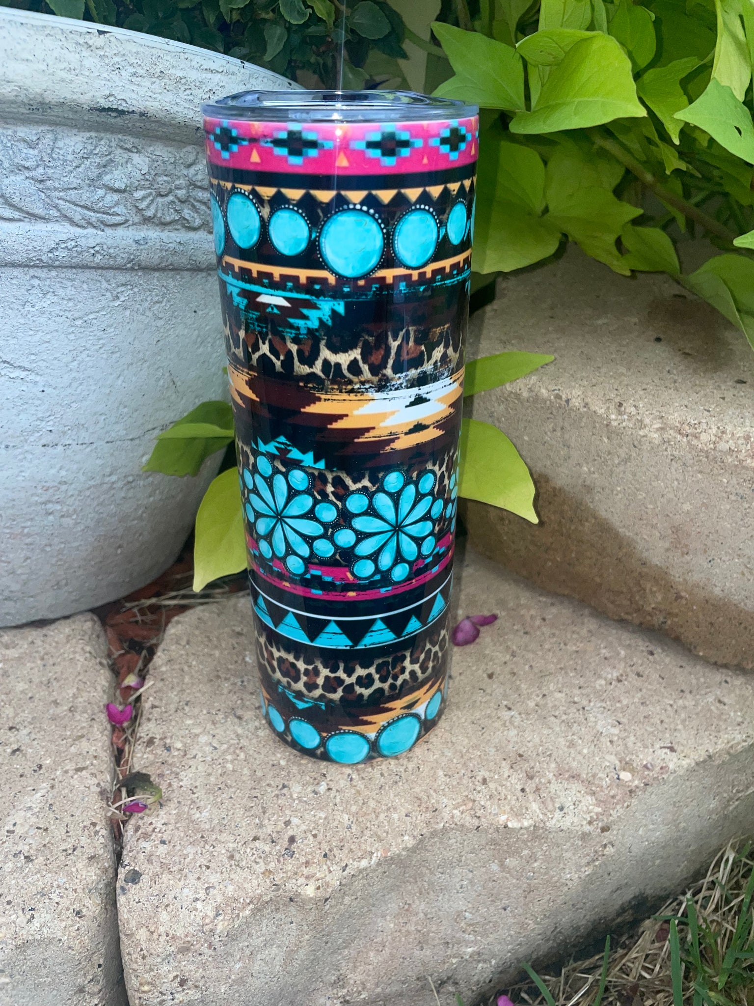 Turquoise Stone Aztec Tumbler – K Sparkle Shop