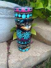 Load image into Gallery viewer, Turquoise Stone Aztec Tumbler
