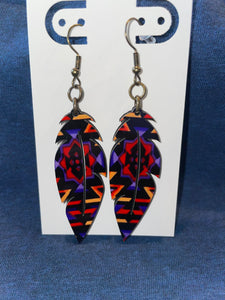 Native feather wood earrings