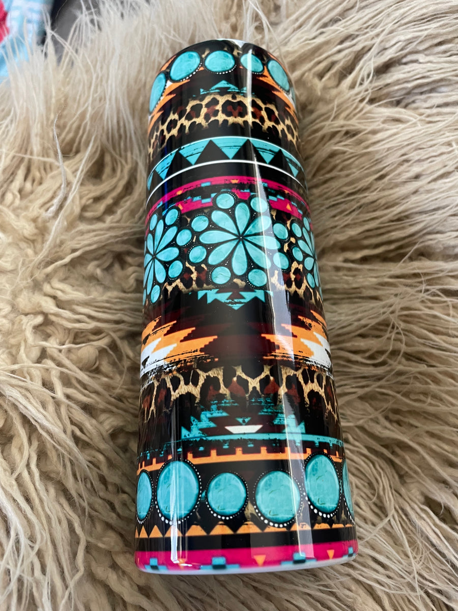 Turquoise Stone Aztec Tumbler – K Sparkle Shop