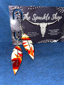 Native feather wood earrings