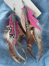 Load image into Gallery viewer, Feather BOHO Real Leather Western Earrings
