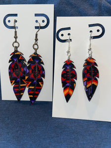 Native feather wood earrings