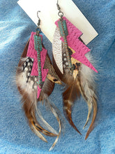 Load image into Gallery viewer, Feather BOHO Real Leather Western Earrings
