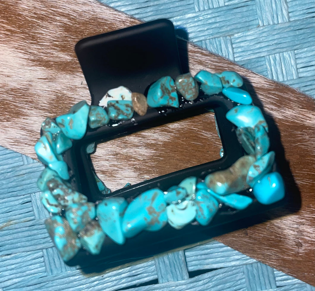 Turquoise stone hair claw clip