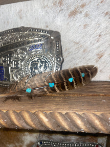 Turquoise stone feather for hats