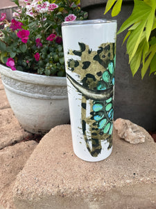 Turquoise Leopard Skull Tumbler