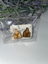 Load image into Gallery viewer, Wood Cow Tag Earrings
