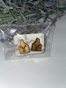 Wood Cow Tag Earrings