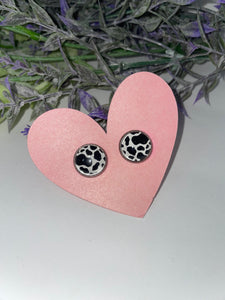 Cowprint 12mm stud earrings