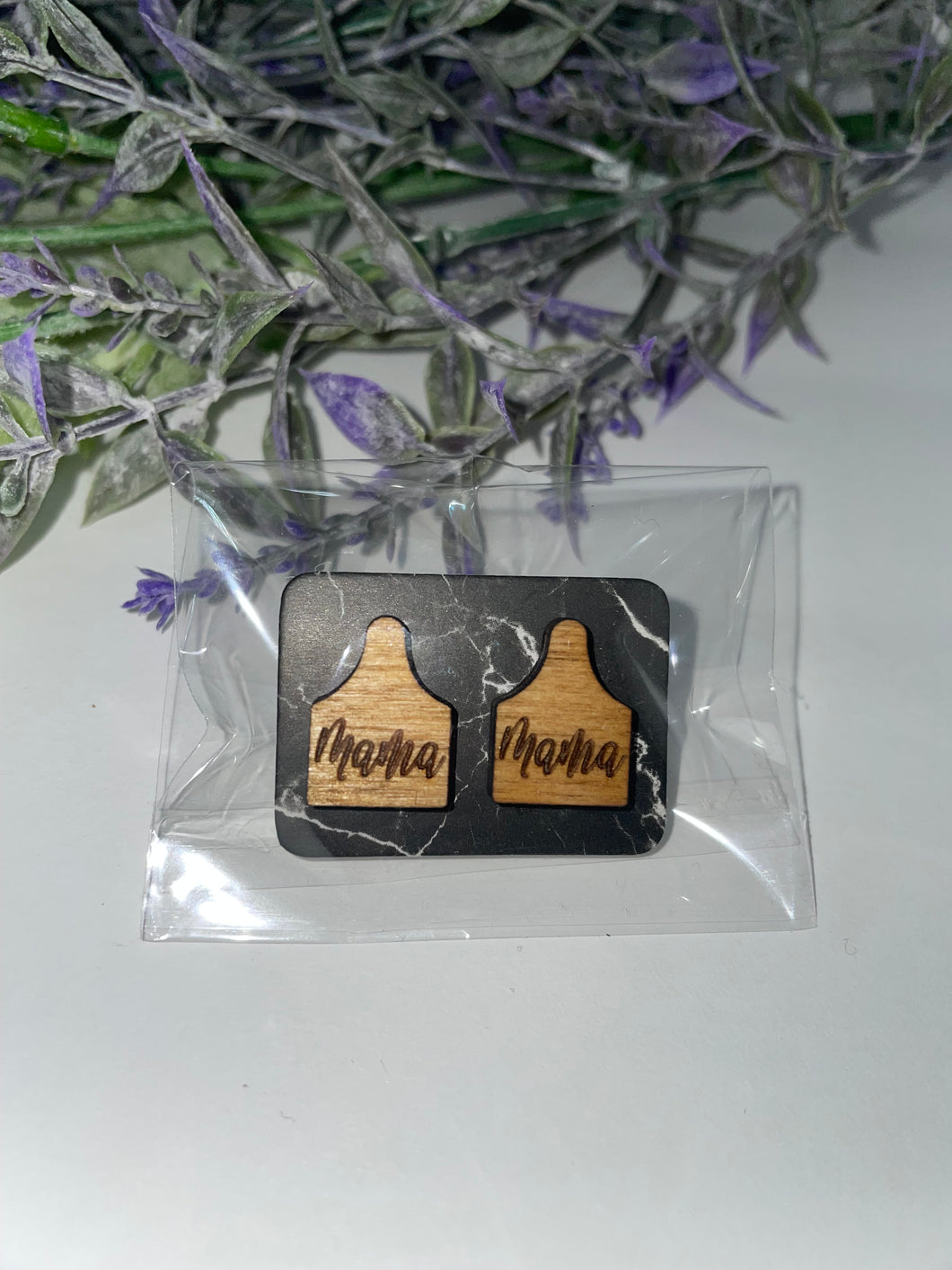 Mama Cow Tag Earrings