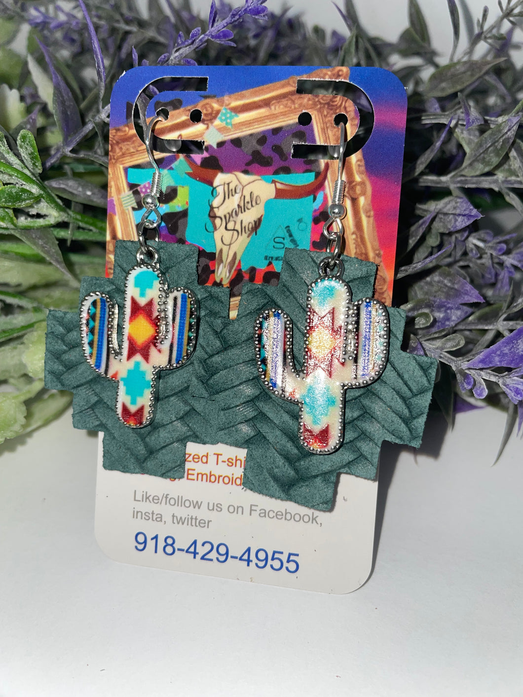 Aztec cactus native Turquoise earrings