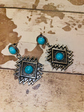 Load image into Gallery viewer, Silver Aztec earrings
