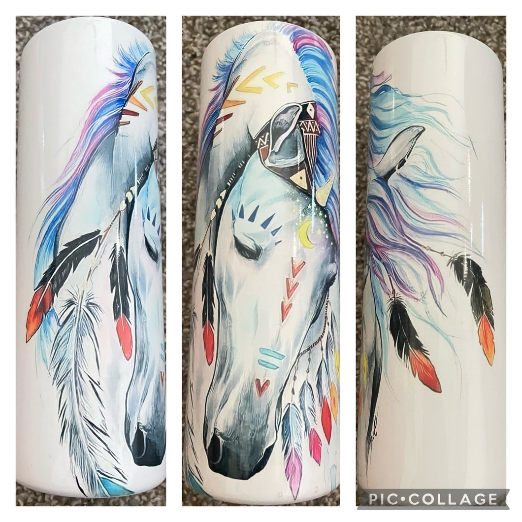 Painted Native Horse Tumbler