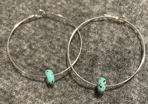 Turquoise silver hoop earrings