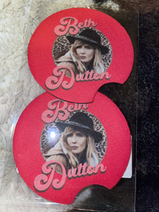 Car cup koozies/coasters. Beth. & Yellowstone