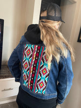 Load image into Gallery viewer, Native flare Aztec Jean jacket.
