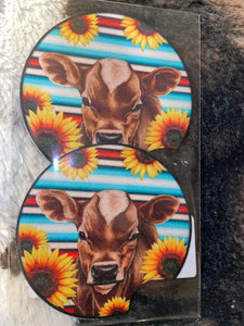 Sunflower farm sets Car cup koozies/coasters