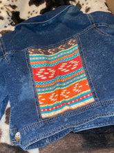 Load image into Gallery viewer, Native flare Aztec Jean jacket.
