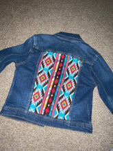 Load image into Gallery viewer, Native flare Aztec Jean jacket.
