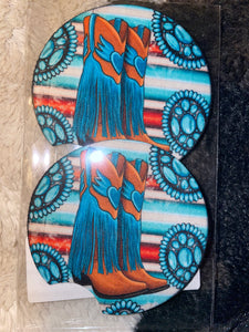 Western boho hip chic punch Car cup koozies coasters