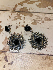 Silver Aztec earrings